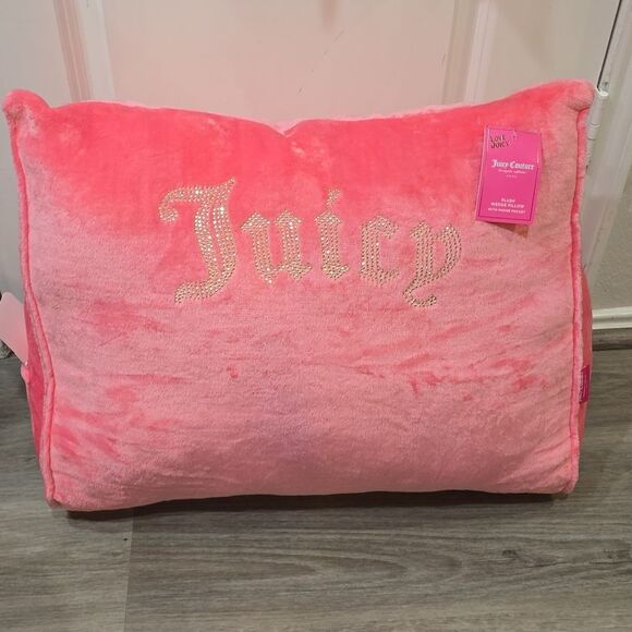 Juicy Couture Home Rhinestone Logo Plush Wedge Pillow w/Phone Pocket - Picture 4 of 7